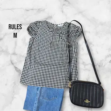 M rules 룰즈 컷티셔츠 상의 깅엄 체크 M