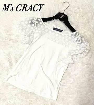 M'S GRACY 엠즈 그레이시 꽃 레이스 퍼프 슬리브 티셔츠 38