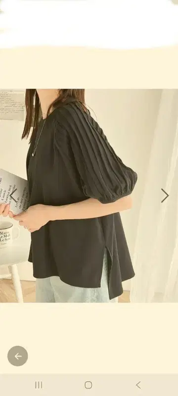 새상품 클래식 엘프 블랙 상의 소매 플리츠 XL 사이즈