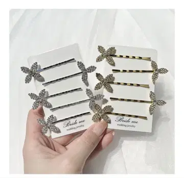 BRIDEME 골드 헤어 액세서리 꽃 모티브 헤어핀 골드