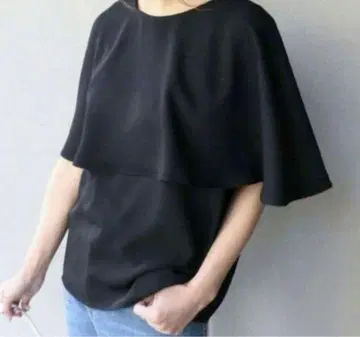 새상품급 노블 케이프 블라우스 블랙 F