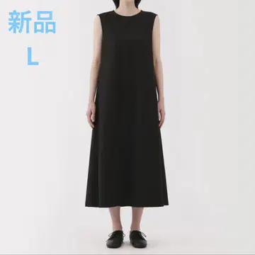MUJI 통기성이 좋은 스트레치 축구 슬리브리스 원피스 여성 L 블랙