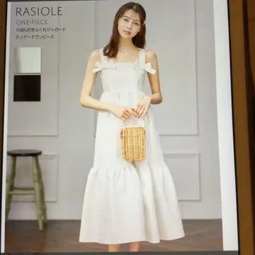 tocco closet 리본이 달린 부푼 자카드 티어드 원피스