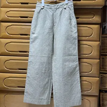 휴먼 우먼 팬츠 코튼 린넨 카키