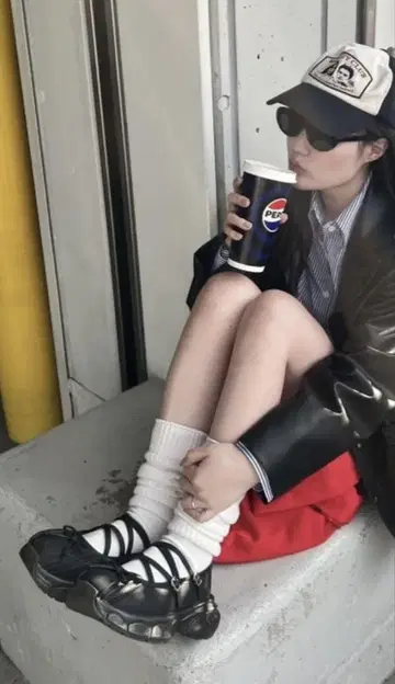 스트랩 리본 신발 통굽 24cm