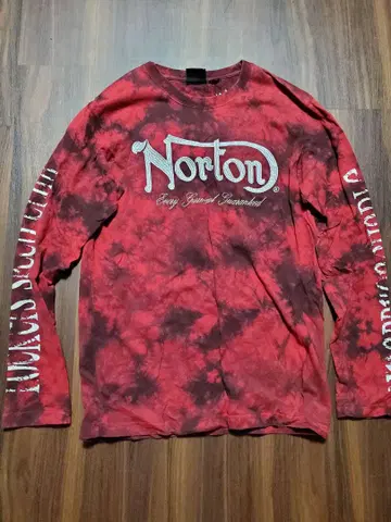 Norton 레드 타이다이 긴팔 티셔츠 L