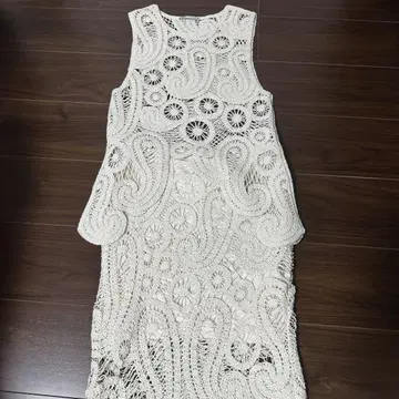 ZARA 자라 컷소 스커트 셋업 아이보리 레이스 XS
