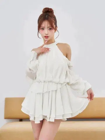 Darich 볼륨 쉬폰 미니 원피스