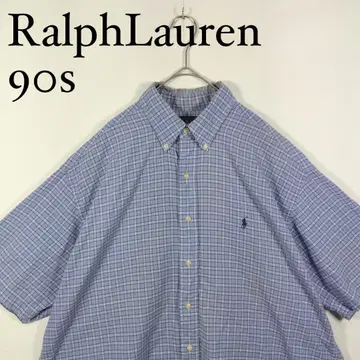 Ralph Lauren 90s 반팔 버튼다운 셔츠 체크 L