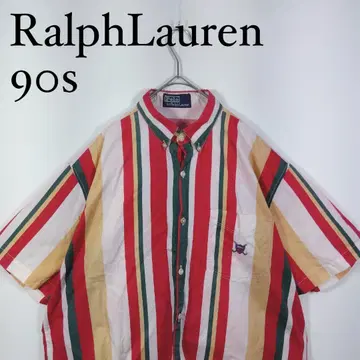 Ralph Lauren 90년대 반팔 버튼 다운 셔츠 스트라이프 M