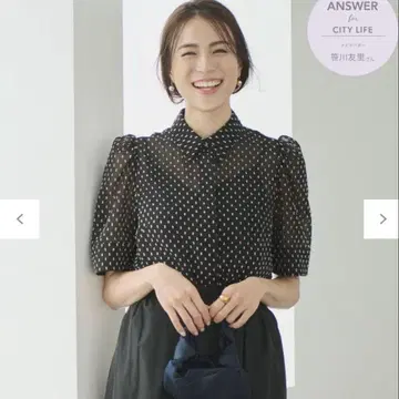 새상품급 #Newans 도트 디자인 시어 셔츠 블라우스 반팔 M