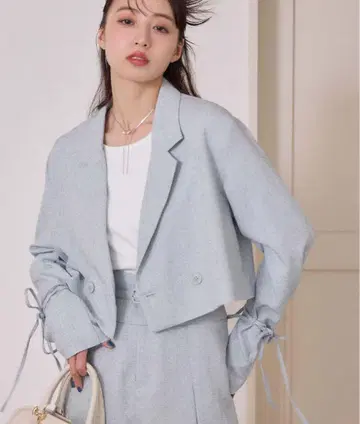 소매 리본 숏 자켓