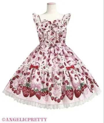 angelic pretty 오메카시 베리 점퍼 스커트 핑크
