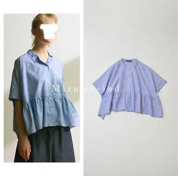 Mizuiro ind 미즈이로인드 스트라이프 와이드 개더 셔츠