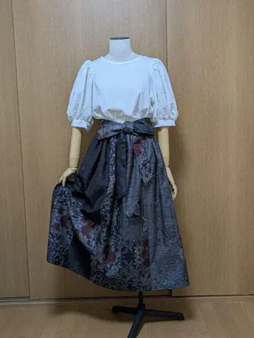 기모노 리메이크 개더 스커트 오시마 명주 패치워크 M~L