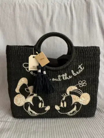 아코모데 디즈니 콜라보 미키&미니 바스켓백 블랙 검정