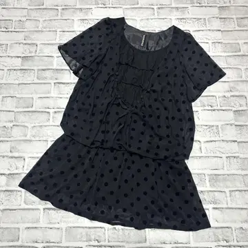 [플라보아] 반팔 튜닉 도트 쉬폰 페플럼 블랙 S 상당