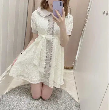 [새상품급] evelyn 옷깃 프릴 레이스 OP