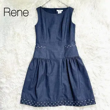 새상품급 Rene 르네 데님 스타일 슬리브리스 원피스 펄 데님 플레어