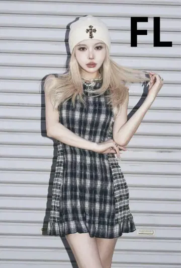 다리치 체크 콤비 미니 원피스 FL