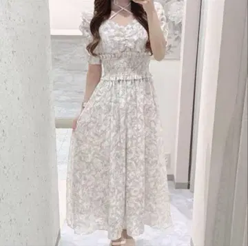 AnMILLE 안미르 플라워 크로스 플레어 OP 원피스 핑크