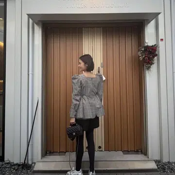 로지몬스터 체크 무늬 블라우스