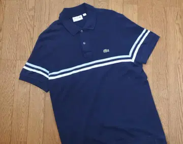 FRANCE LACOSTE 네이비 스트라이프 피케 셔츠