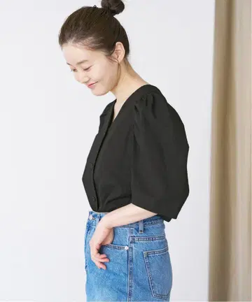 IENA V넥 축구 블라우스 블랙