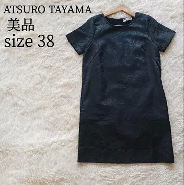 ATSURO TAYAMA 반팔 원피스 무릎 기장 자카드 고급 38