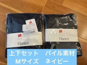 파일 소재 Hanes 숏 슬리브 T셔츠 & 숏팬츠 세트 네이비 M