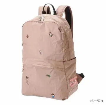베이지 자수 디자인 백팩