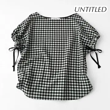 UNTITLED 언타이틀 깅엄 체크 셔츠 블라우스 소매 리본