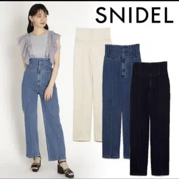 스나이델 SNIDEL 레이스업 데님 하이웨스트 턱