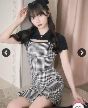 미셸 마카롱 숏 볼레로 앙상블 깅엄 원피스 블랙 원피스