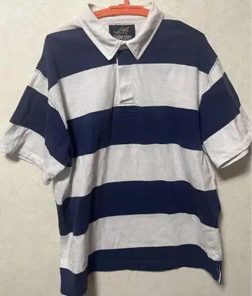 Lands' End 네이비 화이트 90s 라거 셔츠 L 구제 의류 반팔