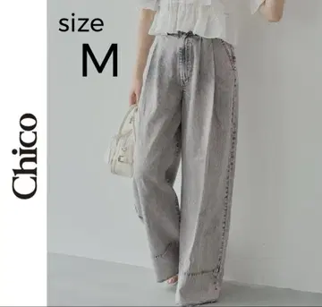 새상품 Chico 턱 디자인 와이드 데님 치코 핑크 M