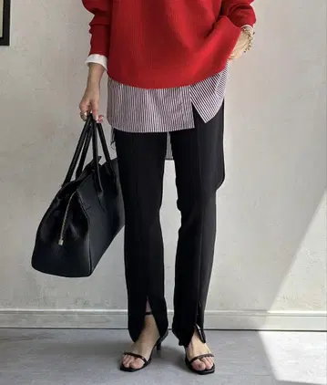 두두 프론트 지퍼 슬림 팬츠
