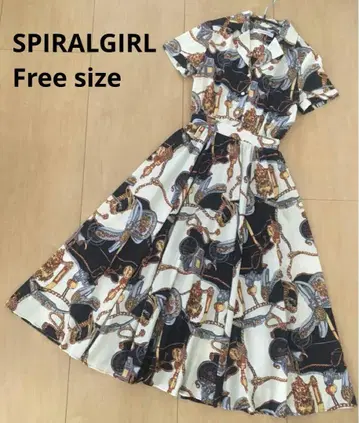 SPIRALGIRL 스파이럴 걸 반팔 스카프 패턴 롱 원피스