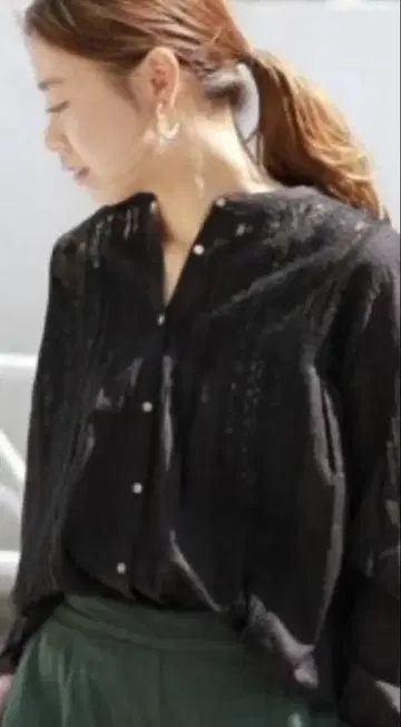 미사용품 저널 스탠다드 리룸 블랙 레이스 디테일 긴팔 셔츠