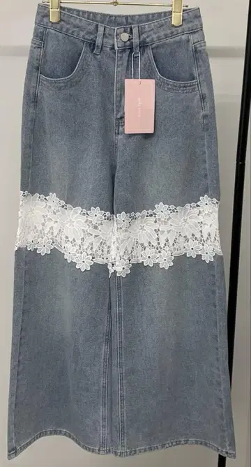 mily bilet 꽃무늬 레이스 와이드 데님 팬츠 S