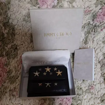 JIMMY CHOO 블랙 3단 폴더형 지갑 별 모양 장식