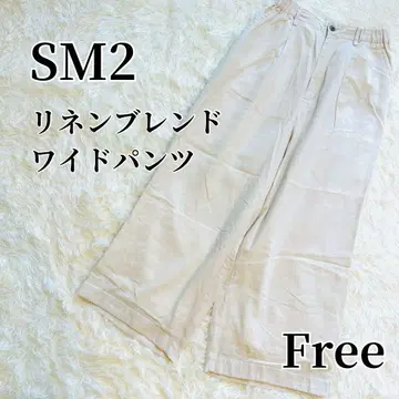 SM2 린넨 블렌드 와이드 팬츠 린넨 린넨 팬츠 허리 밴딩