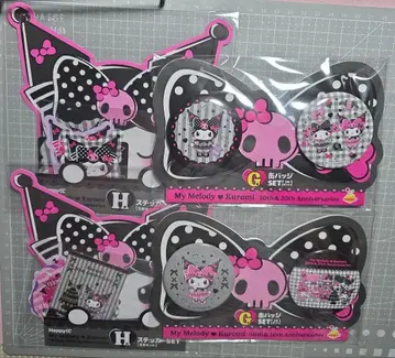 My Melody & Kuromi 캔뱃지 스티커 4종 세트