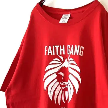 FAITH GANG 라이온 티셔츠 XL 레드 빨간색 구제 의류