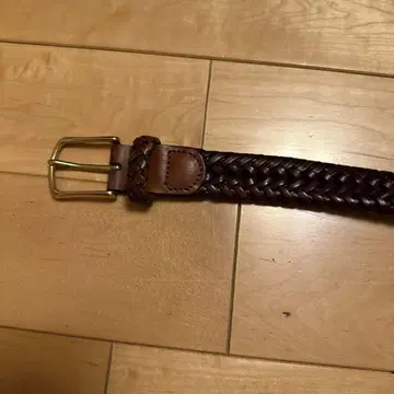 브라운 가죽 웨빙 벨트
