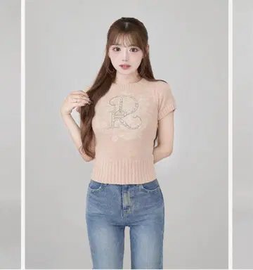 Darich 다리치 DR 비쥬 플라워 니트 탑 핑크