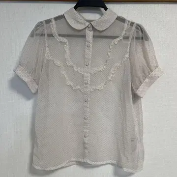 새상품 앙크루즈 반팔 블라우스 시어