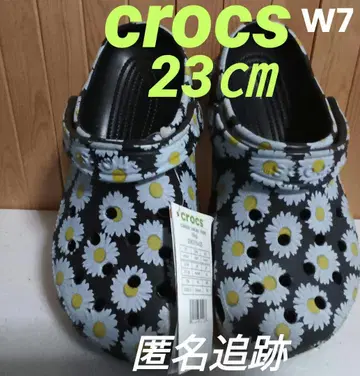 미사용 크록스 꽃무늬 BLACK 데이지 [23cm]
