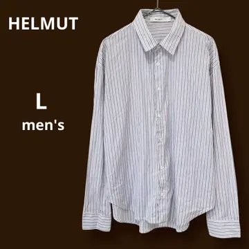 HELMUT 긴팔 스트라이프 셔츠 남성용 라이트 블루 L 헬무트