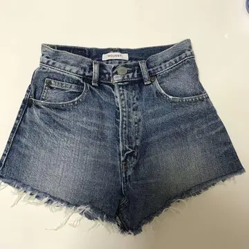 MOUSSY 프린지 하이웨스트 숏 팬츠 데님 빈티지 가공